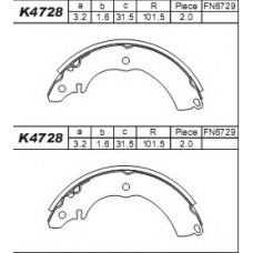 K4728 ASIMCO Комплект тормозных колодок