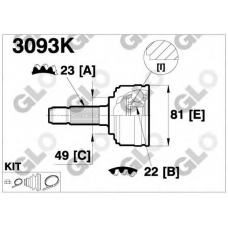 3093K GLO Шарнирный комплект, приводной вал