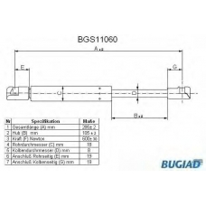 BGS11060 BUGIAD Газовая пружина, крышка багажник