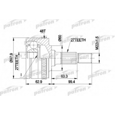 PCV1298 PATRON Шарнирный комплект, приводной вал