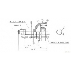 HO-1H0 ASHUKI Шарнирный комплект, приводной вал