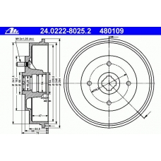24.0222-8025.2 ATE Тормозной барабан
