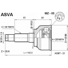 MZ-03 ASVA Шарнирный комплект, приводной вал