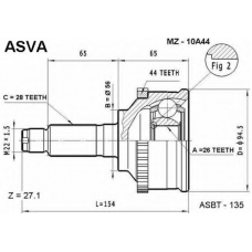 MZ-10A44 ASVA Шарнирный комплект, приводной вал