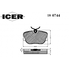180744 ICER Комплект тормозных колодок, дисковый тормоз
