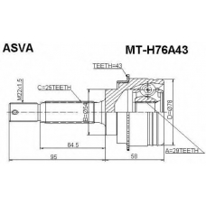MT-H76A43 ASVA Шарнирный комплект, приводной вал