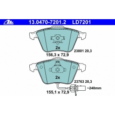 13.0470-7201.2 ATE Комплект тормозных колодок, дисковый тормоз