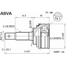 TY-09 ASVA Шарнирный комплект, приводной вал