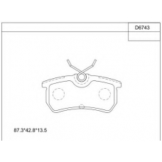 KD6743 ASIMCO Комплект тормозных колодок, дисковый тормоз