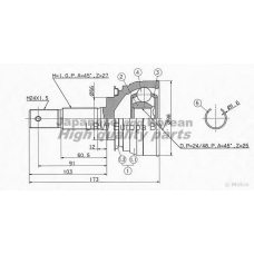 NI-330 ASHUKI Шарнирный комплект, приводной вал