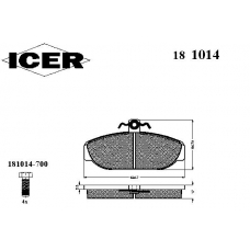 181014 ICER Комплект тормозных колодок, дисковый тормоз