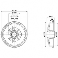 8DT 355 301-941 HELLA PAGID Тормозной барабан