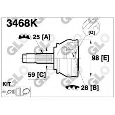 3468K GLO Шарнирный комплект, приводной вал