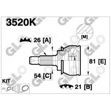 3520K GLO Шарнирный комплект, приводной вал