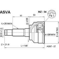 MZ-34 ASVA Шарнирный комплект, приводной вал