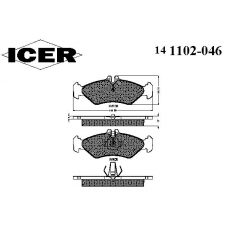 141102-046 ICER Комплект тормозных колодок, дисковый тормоз