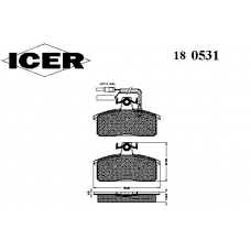 180531 ICER Комплект тормозных колодок, дисковый тормоз