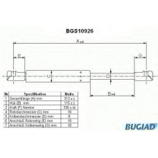 BGS10926 BUGIAD Газовая пружина, капот