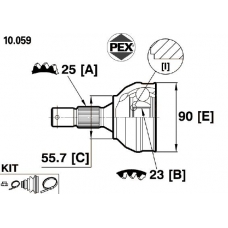 10.059 PEX Шарнир, приводной вал