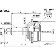 MZ-44A44 ASVA Шарнирный комплект, приводной вал