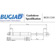 BGS11240 BUGIAD Газовая пружина, капот