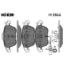 181864 ICER Комплект тормозных колодок, дисковый тормоз
