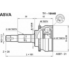 TY-18A48 ASVA Шарнирный комплект, приводной вал