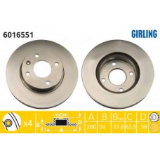 6016551 GIRLING Тормозной диск