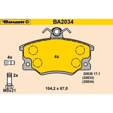 BA2034 BARUM Комплект тормозных колодок, дисковый тормоз