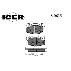180633 ICER Комплект тормозных колодок, дисковый тормоз 180633 ICER Комплект тормозных колодок, дисковый тормоз