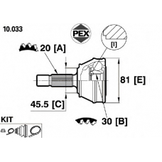 10.033 PEX Шарнир, приводной вал