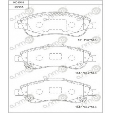 KD1519 ASIMCO Комплект тормозных колодок, дисковый тормоз