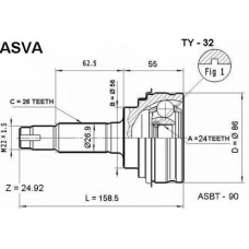 TY-32 ASVA Шарнирный комплект, приводной вал