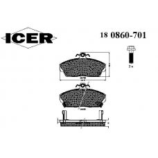 180860-701 ICER Комплект тормозных колодок, дисковый тормоз