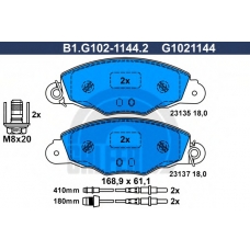 B1.G102-1144.2 GALFER Комплект тормозных колодок, дисковый тормоз