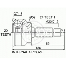 OJ-0481 InterParts Шарнирный комплект, приводной вал