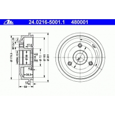 24.0216-5001.1 ATE Тормозной барабан
