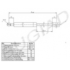 BGS10791 BUGIAD Газовая пружина, крышка багажник