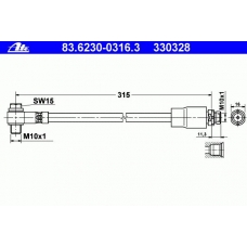 83.6230-0316.3 ATE Тормозной шланг