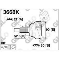 3668K GLO Шарнирный комплект, приводной вал