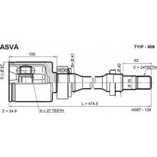 TYIP-909 ASVA Шарнирный комплект, приводной вал