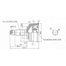 HO-2G0 ASHUKI Шарнирный комплект, приводной вал