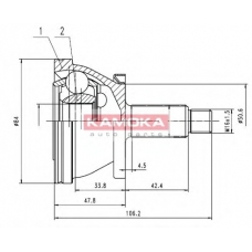 7082 KAMOKA Шарнирный комплект, приводной вал