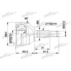 PCV1224 PATRON Шарнирный комплект, приводной вал