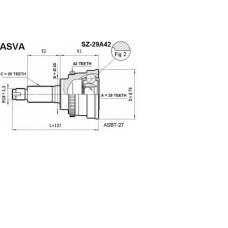SZ-29A42 ASVA Шарнирный комплект, приводной вал
