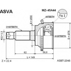 MZ-45A44 ASVA Шарнирный комплект, приводной вал