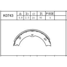K0743 ASIMCO Комплект тормозных колодок, стояночная тормозная с