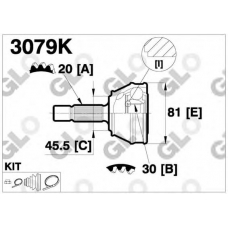 3079K GLO Шарнирный комплект, приводной вал