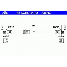 83.6249-0519.3 ATE Тормозной шланг
