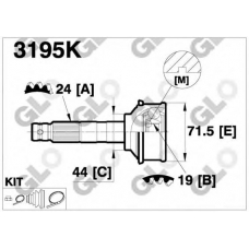 3195K GLO Шарнирный комплект, приводной вал